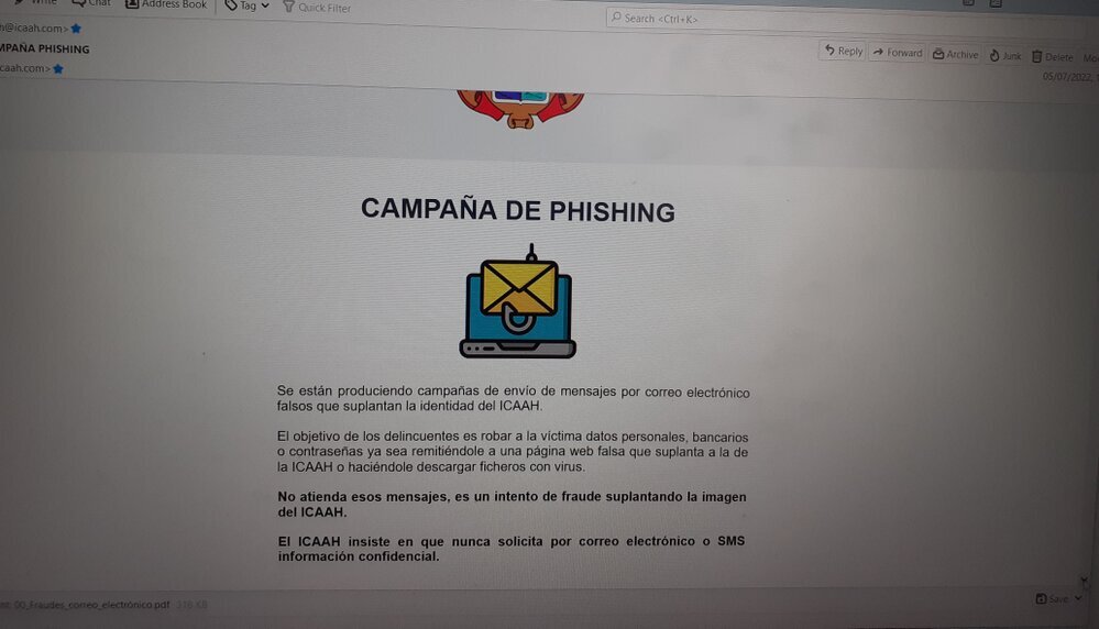 29/08/2022- Comunicaciones enviadas por el Ilustre Colegio de Abogados de Alcalá de Henares que alertan sobre el envío de mensajes por correo electrónico falsos que suplantan la identidad del ICAAH 29/08/2022- Comunicaciones enviadas por el Ilustre Colegio de Abogados de Alcalá de Henares que alertan sobre el envío de mensajes por correo electrónico falsos que suplantan la identidad del ICAAH