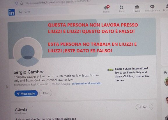 Sergio Gamboa NO trabaja en nuestro Bufete internacional de abogados y economistas Liuzzi e Liuzzi Sergio Gamboa NO trabaja en nuestro Bufete internacional de abogados y economistas Liuzzi e Liuzzi